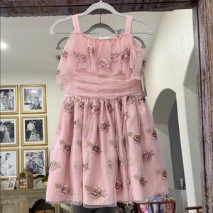 Authentic Disney Pink and Gold Beauty and the Beast Tulle and Sequin Dress